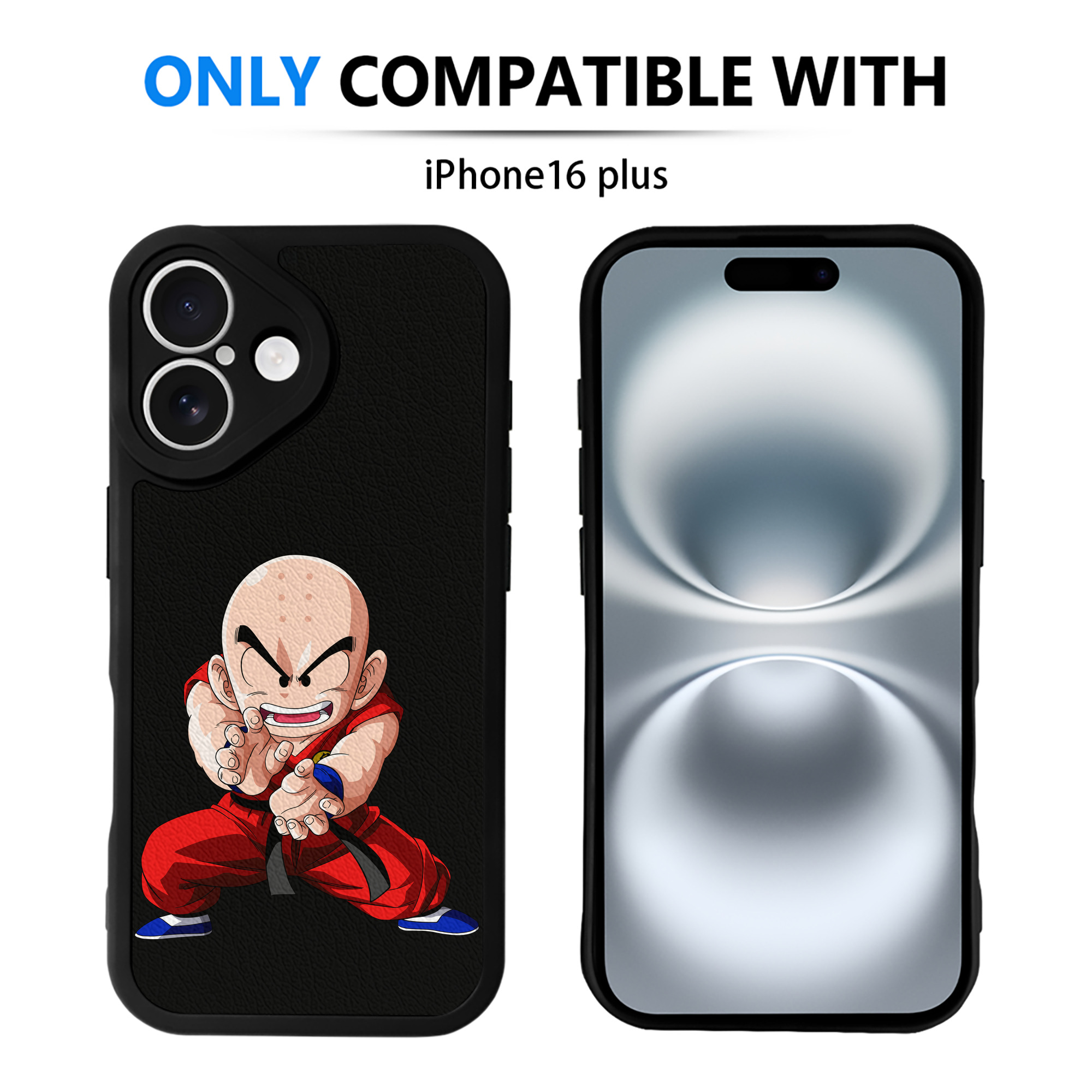 （画像用） ドラゴンボール クリリン DRAGON BALL krillin 【iPhone 16シリーズ対応】シリコンスマホケース（レザー調） 材質：シリコン